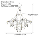 Starry Rain Crystal Chandelier: Luxury LED Lighting Decor for High Floors