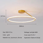Modern Round LED Ceiling Chandelier Aluminum Dimmable Bedroom Light