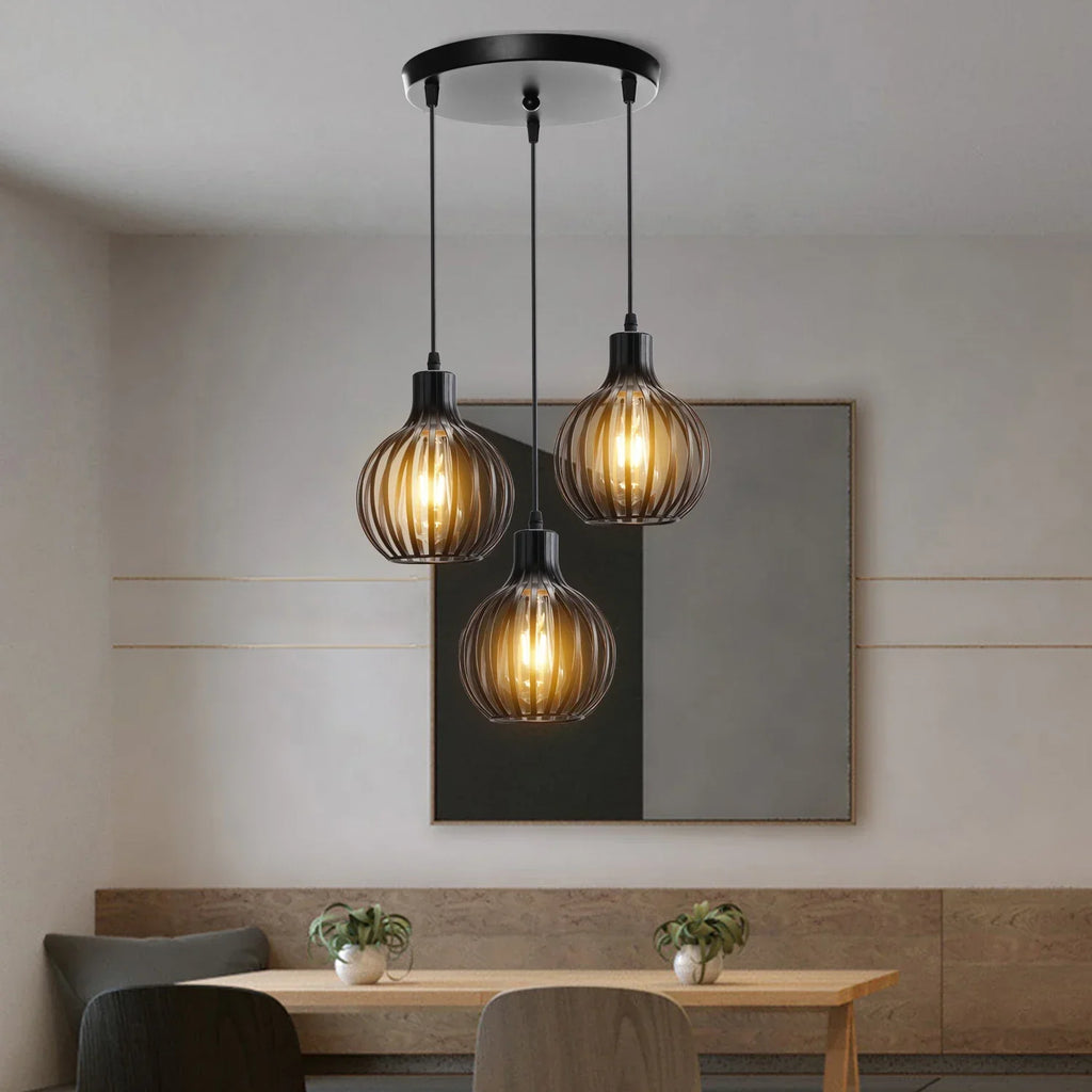 Wrought Iron Caged Pendant Light for Industrial Style Decor