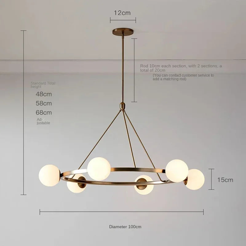 Glass Ball Chandelier LED Hanging Lamp Modern Nordic Style Pendant Light