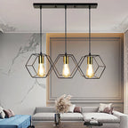 Geometric LED Chandelier: Modern Metal Frame Light for Dining Room or Bedroom