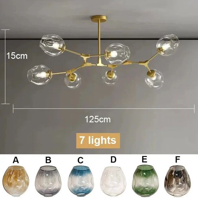 Molecular Design Glass Chandelier Ceiling Pendant for Luxury Living & Dining Rooms