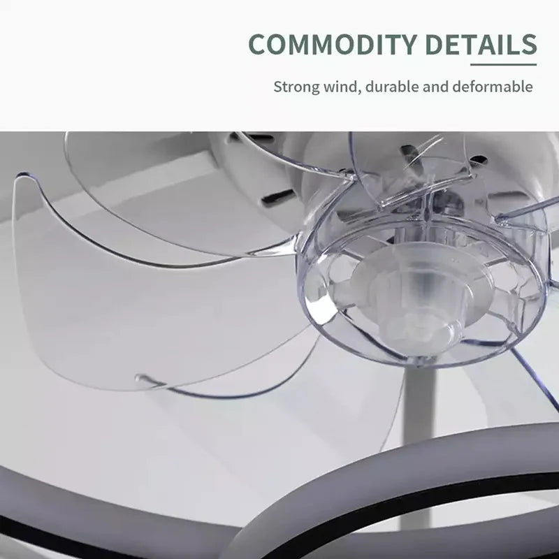 LED Ceiling Fan with Remote Control, Modern Silent Lighting Fixture for Bedroom and Dining Room