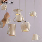 Ceramic LED Pendant Lights: Nordic Teapot Design for Modern Living and Kitchen.