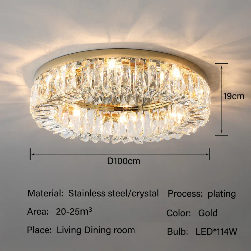 Crystal LED Ceiling Lights: Luxury Lighting Fixture for Living, Dining, Kitchen, and Bedroom