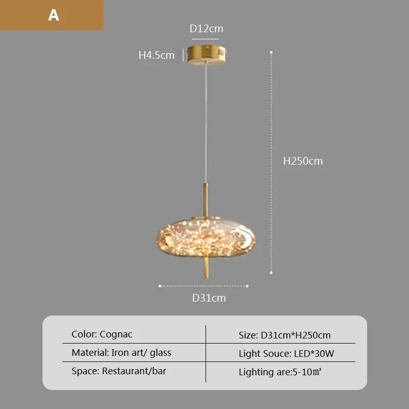 Modern Net Red Glass Bedside Chandelier with Luxury LED Lights