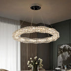 Crystal Pendant Chandelier: Dimmable Luxury LED Light for Modern Living Room