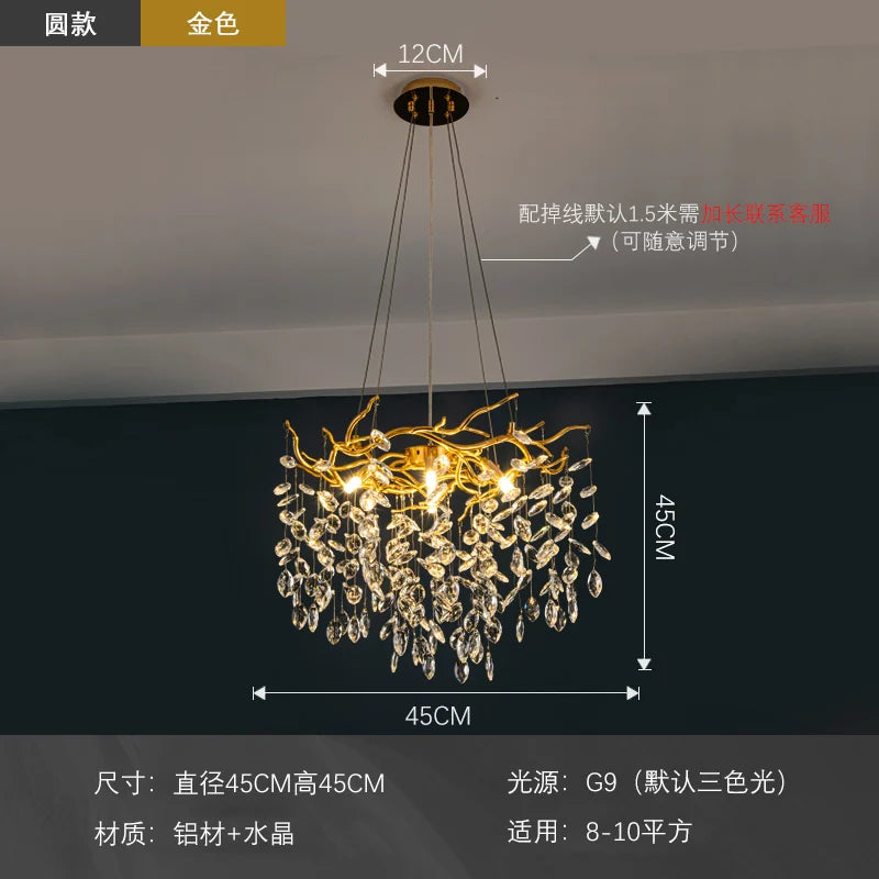 Golden Branch Led Ceiling Chandelier Modern Living Room Pendant Lights