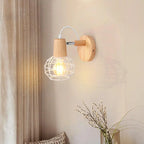 Industrial LED Wood Wall Sconce E27 Retro Bedside Lamp Vintage Indoor Lighting