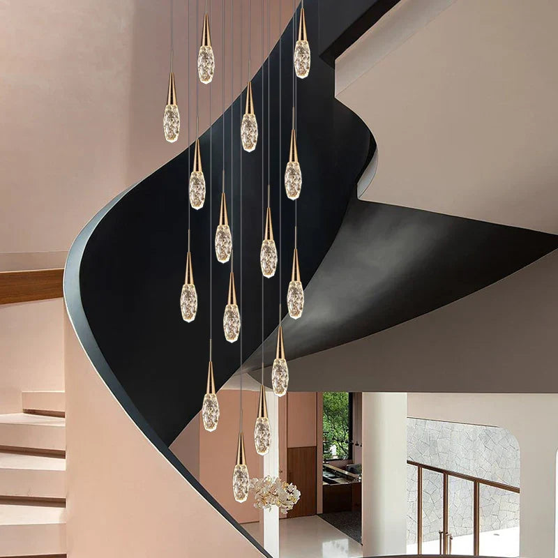 Crystal Penthouse Chandelier: Luxury Staircase Pendant Light for Modern Living Room & Loft