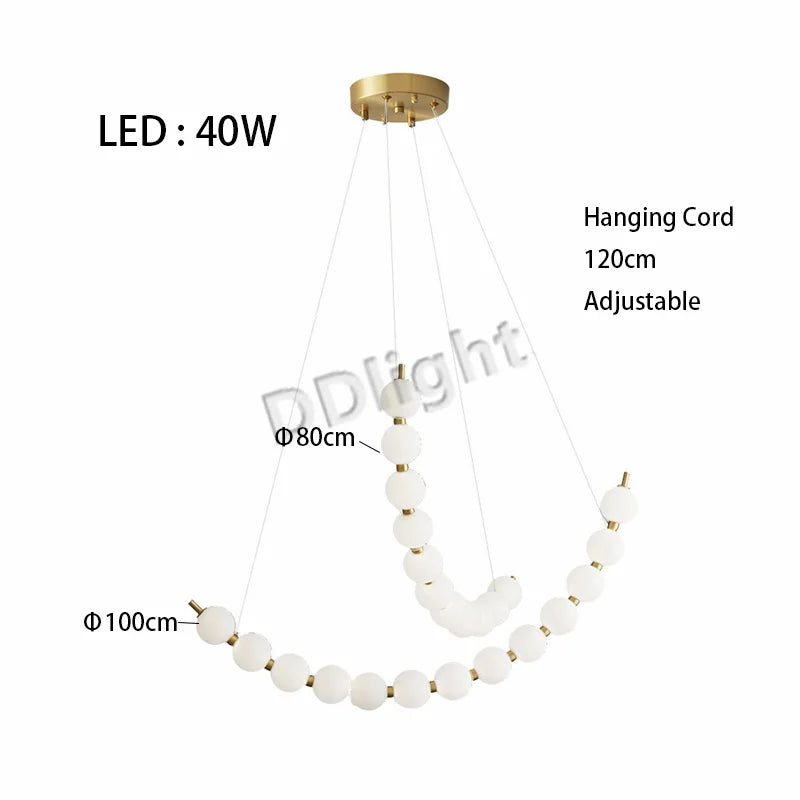 Modern LED Copper Ceiling Chandelier White Ball Pendant Light Fixtures