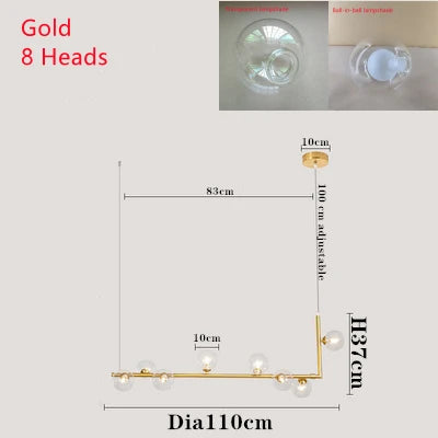 Double Glass Lampshade Chandelier with LED Suspension – Stylish Ceiling Fixture for Dining Room