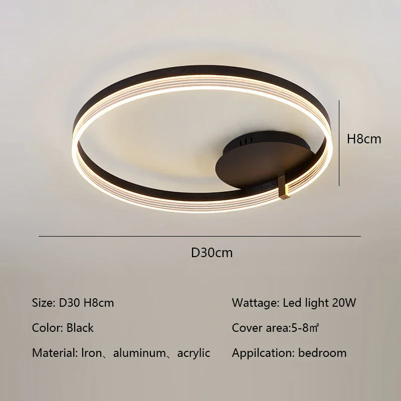 Modern Minimalism Round Ring Ceiling Lamp LED Lighting Fixture