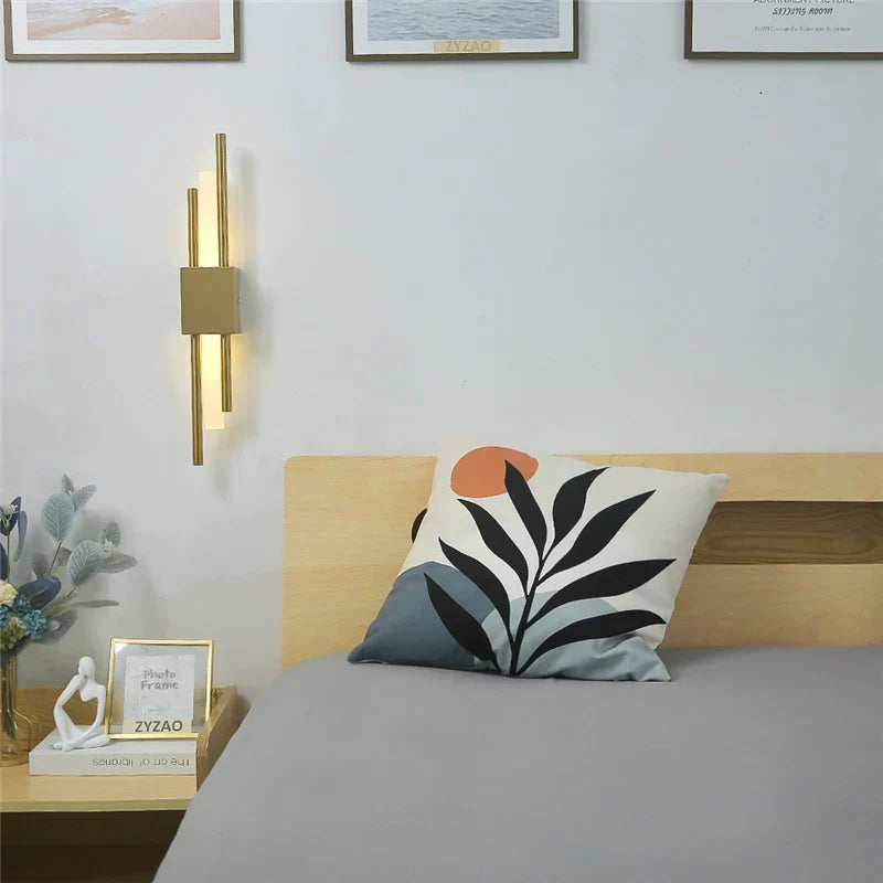 Modern Acrylic Pipe LED Wall Sconce Light for Room Decor, Black & Gold Iron Art