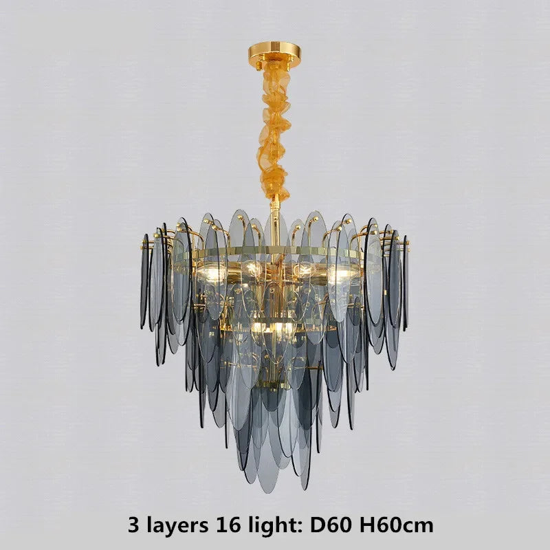 Gold Metal Chain LED Pendant Lights for Modern Luxury Living Room