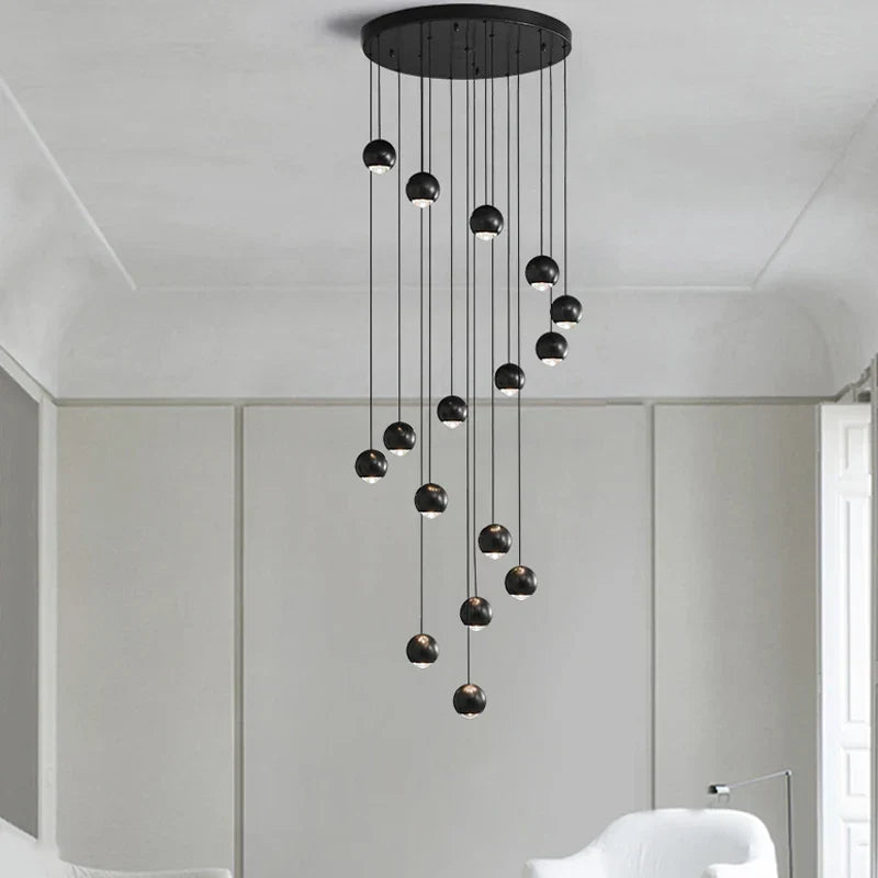 Metal Globe Lens Chandelier for Living Room Kitchen Bedroom Staircase
