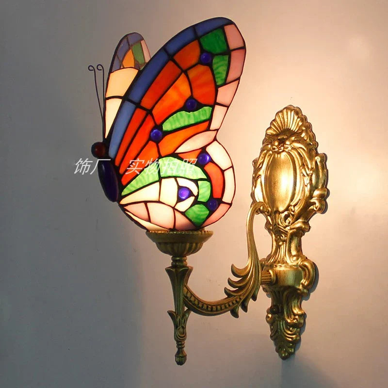 Butterfly Stained Glass Wall Sconces for Home Living Room Bedroom Lighting