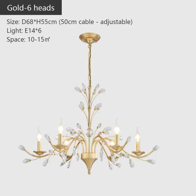 Crystal Chandelier: Modern LED Pendant Lamp for Living, Dining, Bedroom, Kitchen. Vintage American Style.