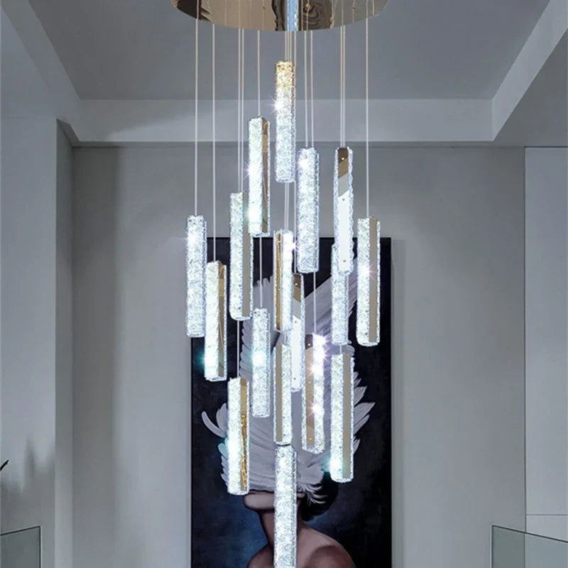 Luxury LED Crystal Spiral Staircase Chandelier for Duplex Villa & Restaurant