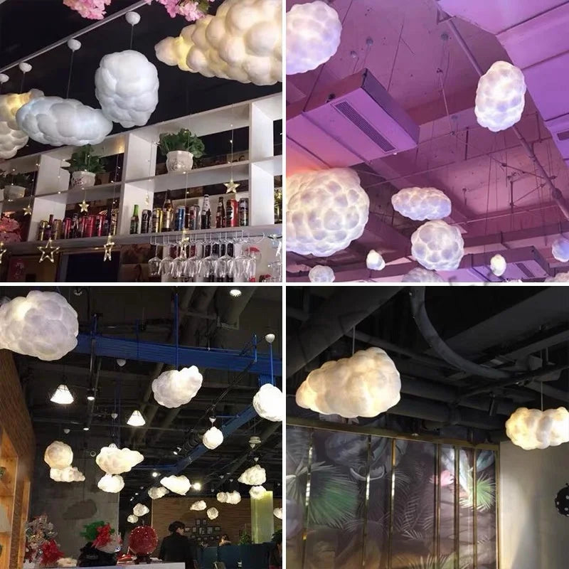 Cloud Chandelier: Cotton Lampshade Hanging Light for Bedroom & Living Room