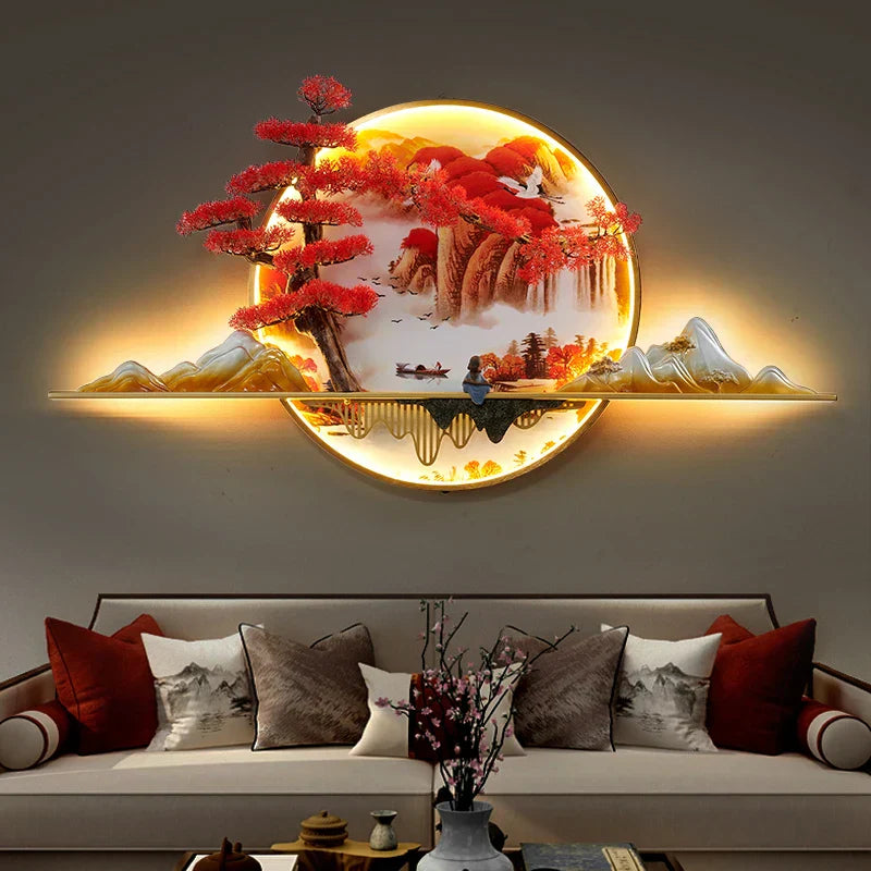 Pine Landscape 3D LED Wall Lamp for Home Décor