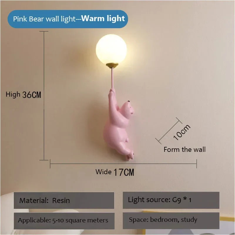 Polar Bear LED Sconce: Creative Wall Lighting for Family Theme Hotel Kid Children Bedroom