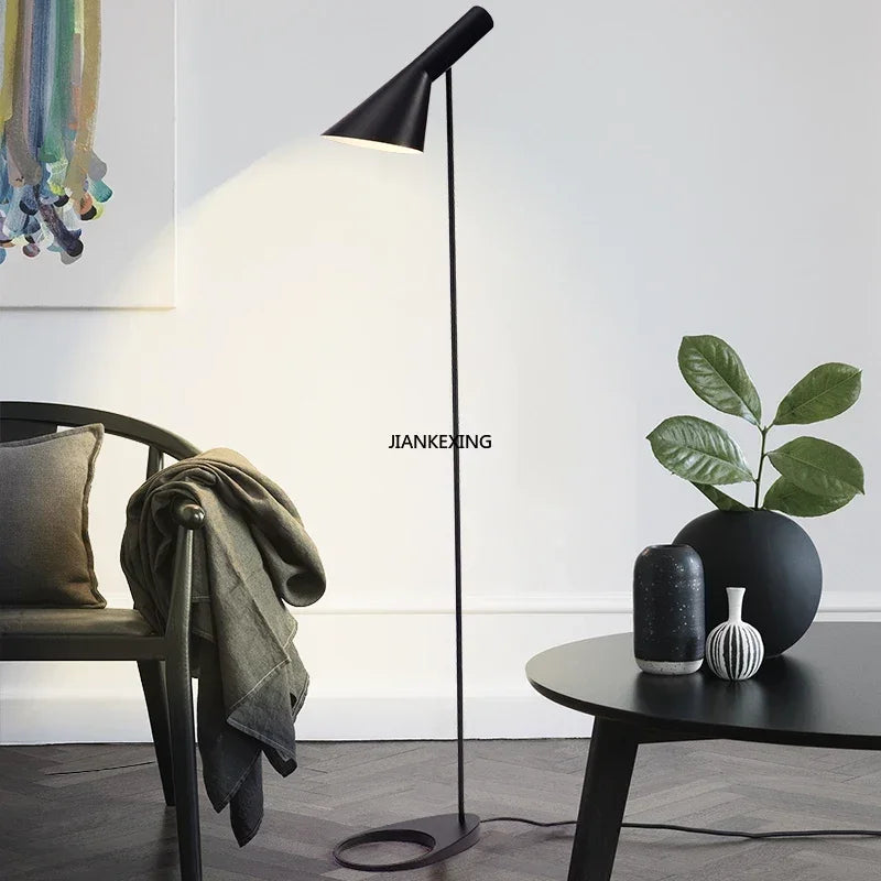 Arne Jacobsen Corner Floor Lamp Black White LED Modern Living Room Decor