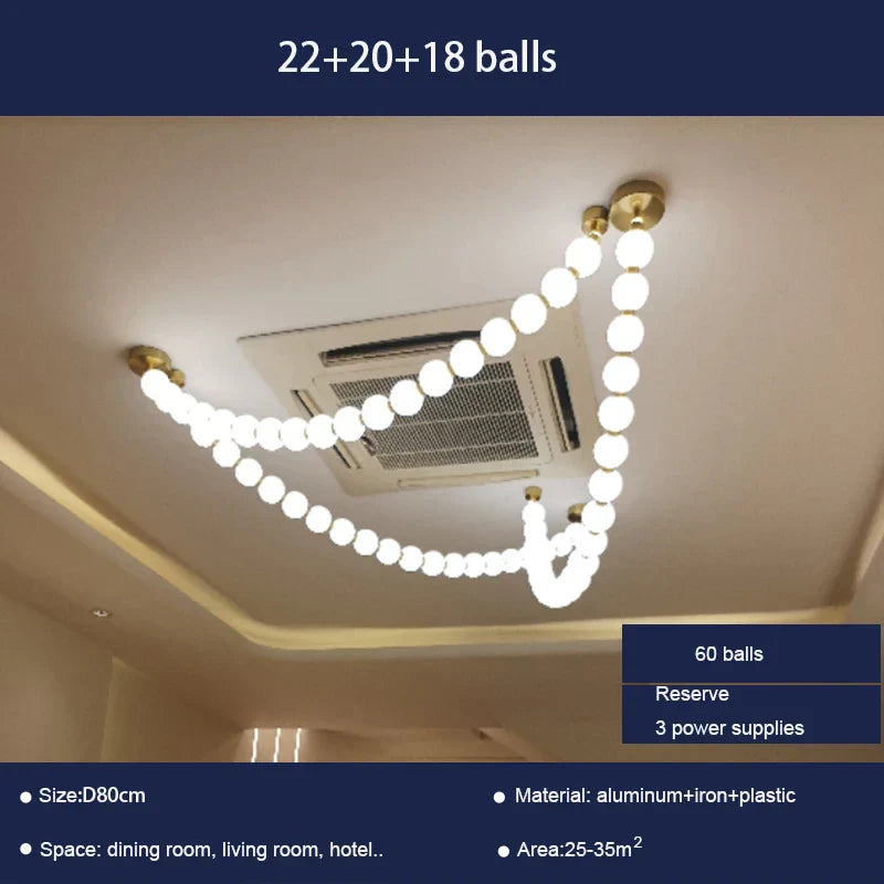 Pear Necklace Chandelier: Luxury Pendant Light Fixture for Living & Dining Rooms