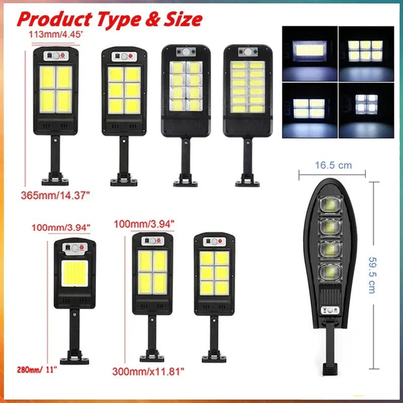 Solar Outdoor Street Light: 3 Modes, Motion Sensor, Remote Control - Waterproof Design