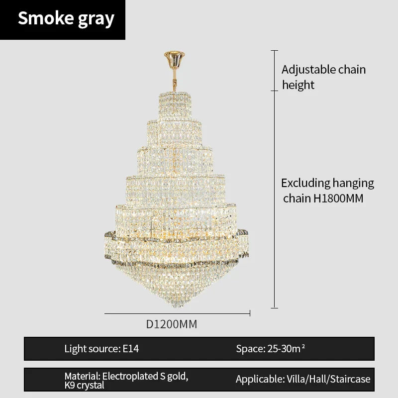 Rotating Crystal Chandelier for Duplex Villa Luxury Décor