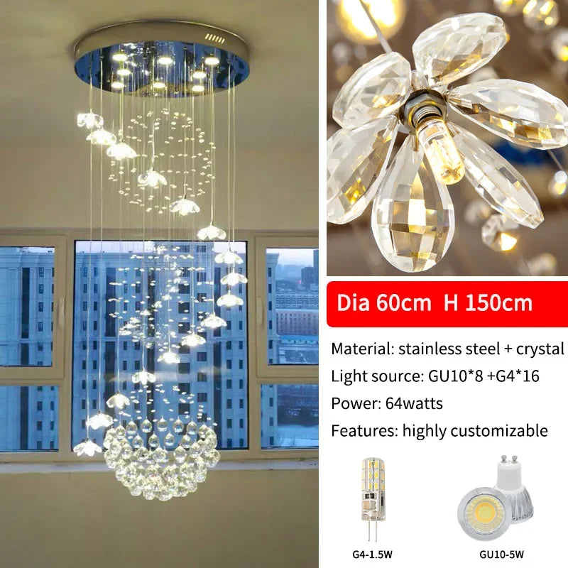 Spiral Long Chandelier: Modern Nordic Loft Staircase Pendant Lamp