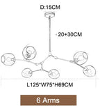 Nordic Glass Pendant Chandelier in Black Gold for Living Room, Bedroom, Dining Room