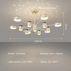 Modern LED Chandelier | Smart Remote Ceiling Pendant Light for Home Decor