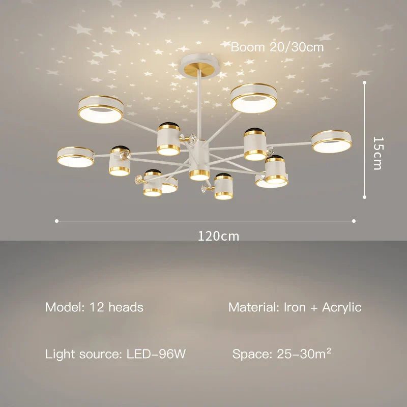 Modern LED Chandelier | Smart Remote Ceiling Pendant Light for Home Decor