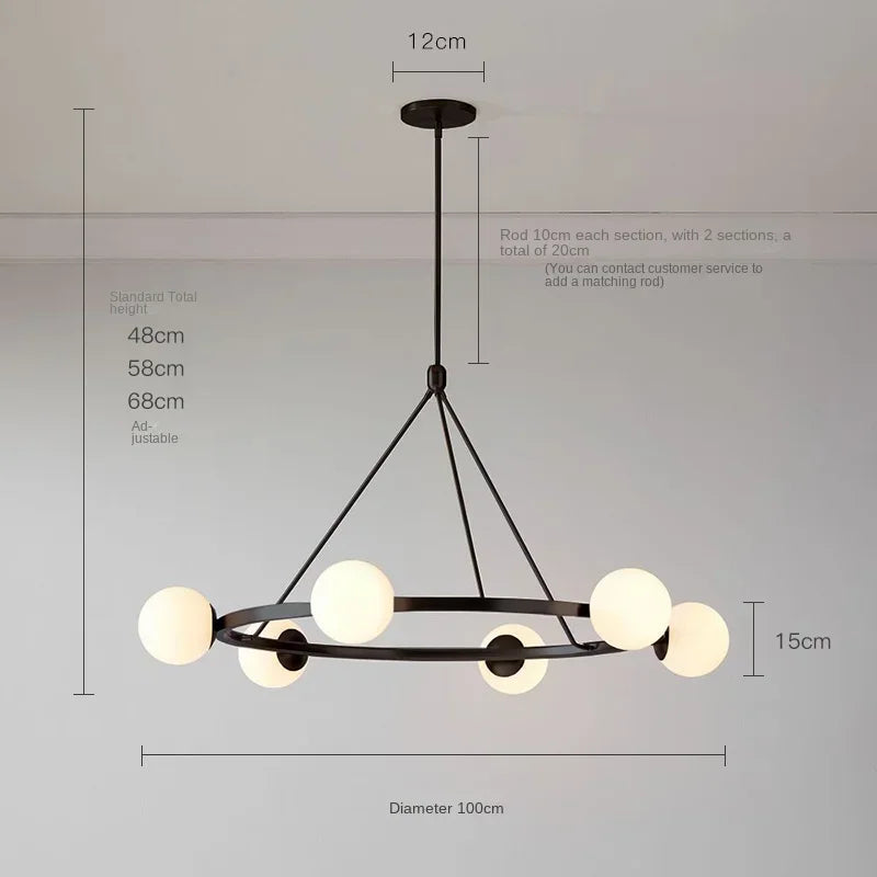 Glass Ball Chandelier LED Hanging Lamp Modern Nordic Style Pendant Light