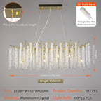 Luxury Crystal Tassel Pendant Chandelier for Living Room Dining Hotel Hall