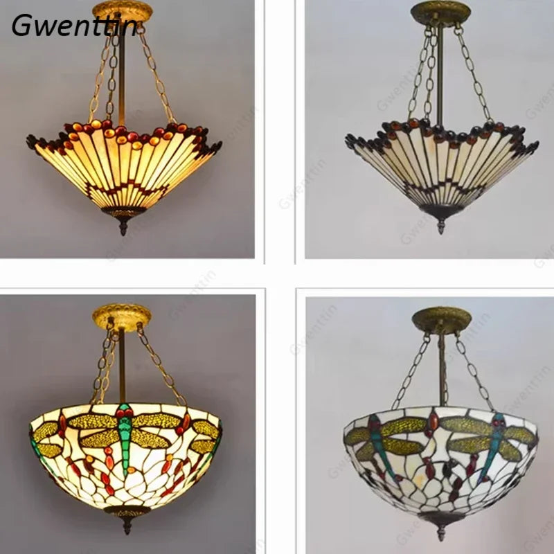 Stained Glass Tiffany Chandelier Pendant Light for Mediterranean Home Decor