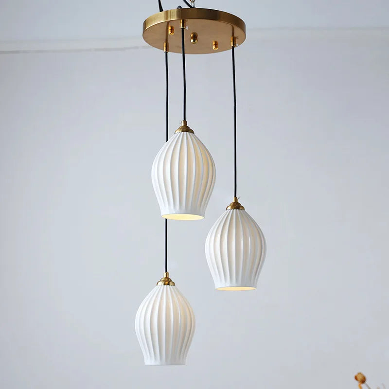 Elegance Ribbed Ceramic Pendant Lights for Dining Island, Living Room