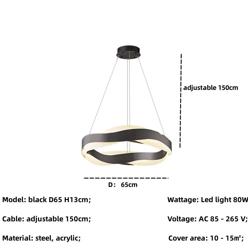 Modern Steel LED Pendant Lights Acrylic Lustre Hanging Lamp for Dining Room