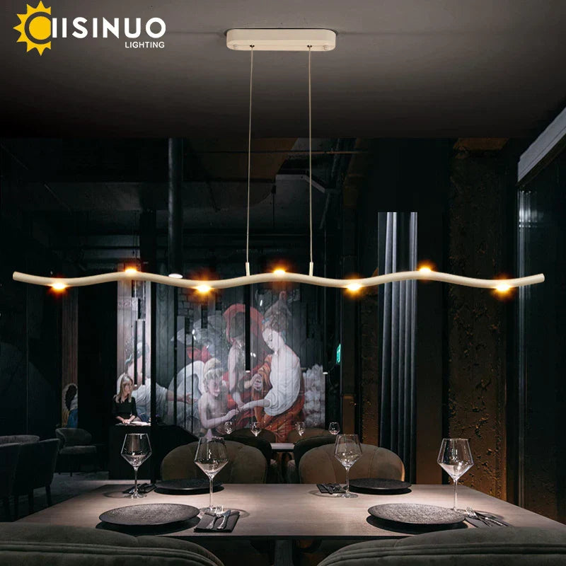 LED Wave Pendant Light for Office Dining Living Room Decor