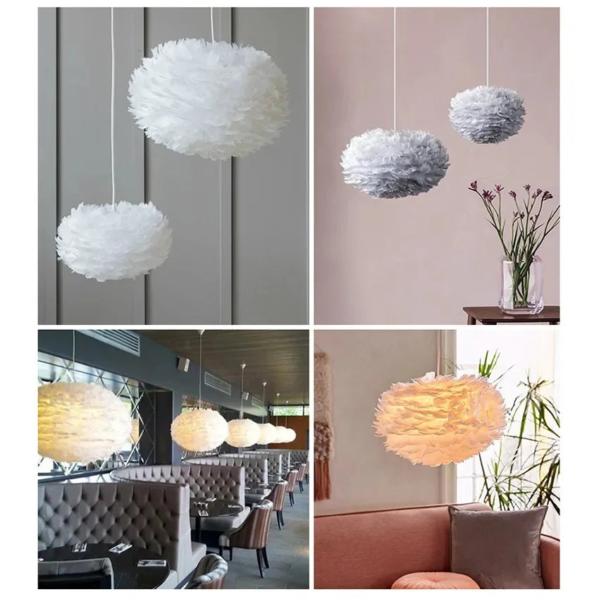 Feather Pendant Light Chandelier for Bedroom Living Room Dining Children's Room