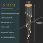 Modern Crystal Chandelier Golden Loft Hanging Light for Stylish Home Décor