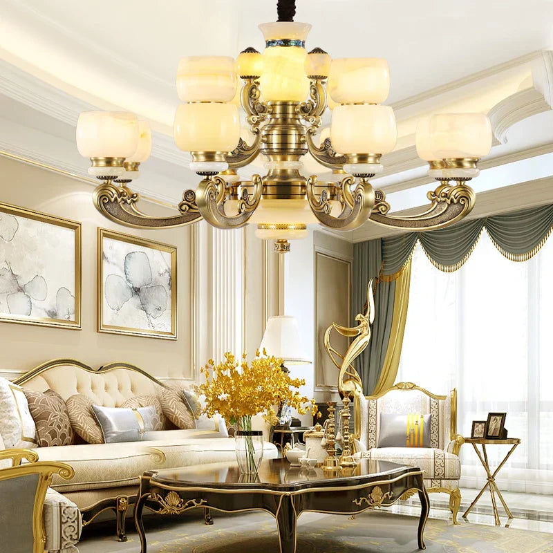 Luxury Copper Marble Chandelier: Brighten Your Home with Elegant Chinese Wind Style