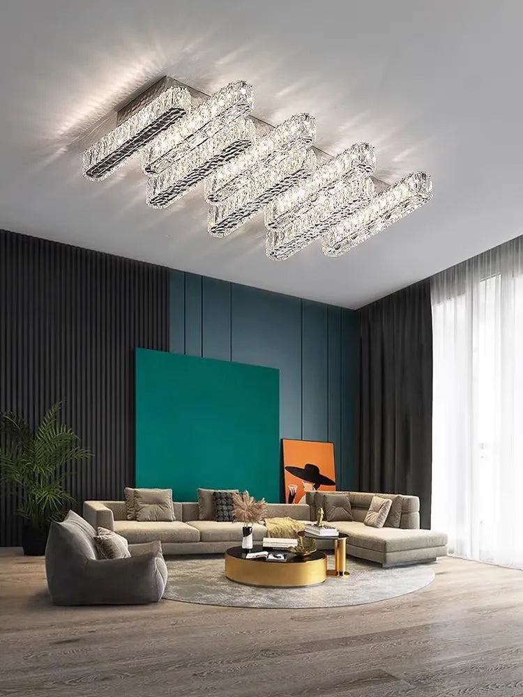 Crystal Chandelier Lights for Living Dining Bedroom LED Dimmable Lustre Lighting