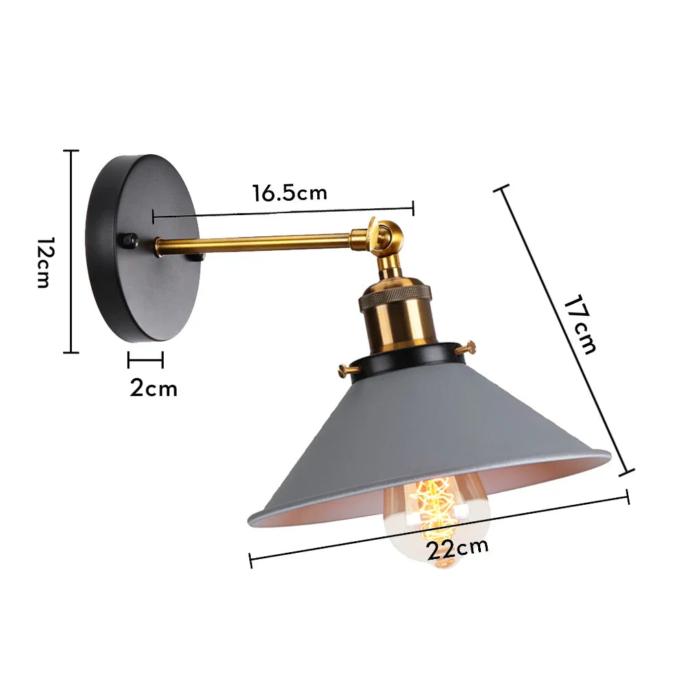 Industrial Retro Loft Wall Sconce E27 Bedside Lights Fixtures for Living Room