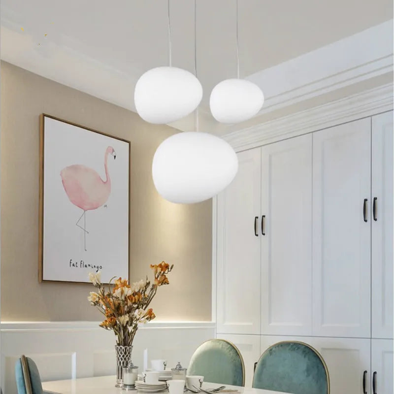 Glass Ball LED Pendant Light - Modern White Nordic Hanging Fixture