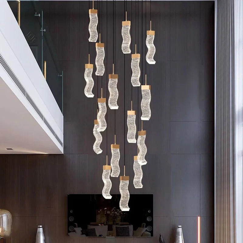 Crystal Chandelier Stair Pendant Lamp Living Room Pendant Lights Interior Lighting