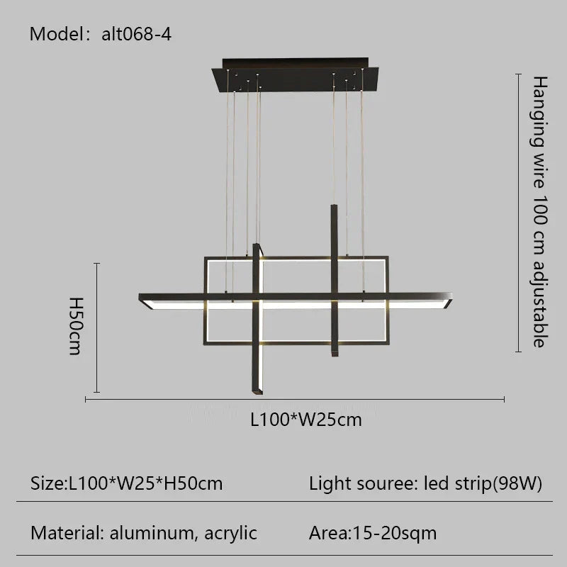 LED Rectangle Pendant Lights for Dining Room and Kitchen