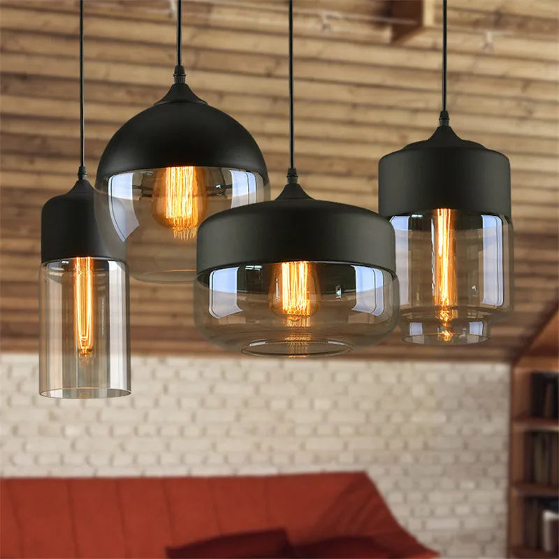 Glass Shade Pendant Light, Industrial Kitchen Restaurant Decor Lighting