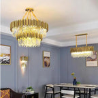 Crystal LED Pendant Lights: Luxury Gold Plating Metal Hanging Lamp for Living, Dining, Bedroom